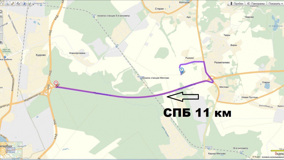 Санкт петербург разметелево карта