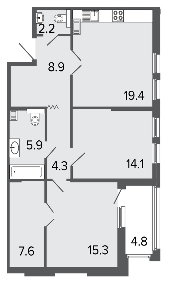 Продажа элитной квартиры 78 м2 в новостройке, 12-я Красноармейская ул ...