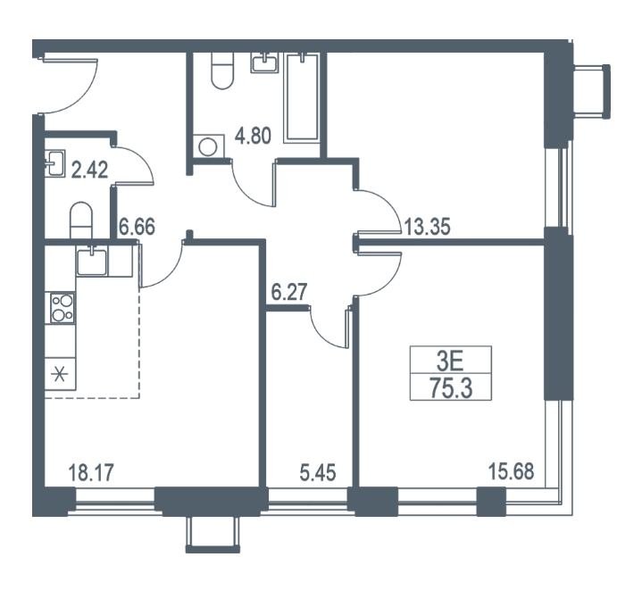 Планировка квартиры 75 кв м 3 комнаты