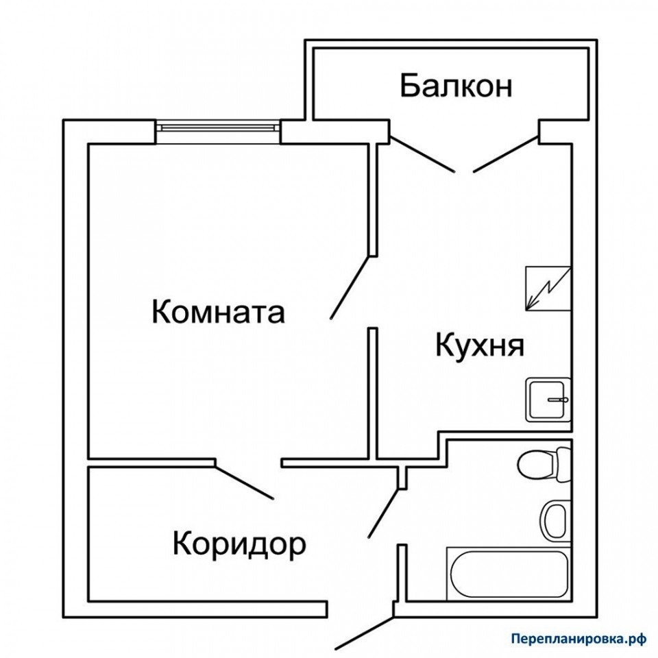 Схема однокомнатной квартиры