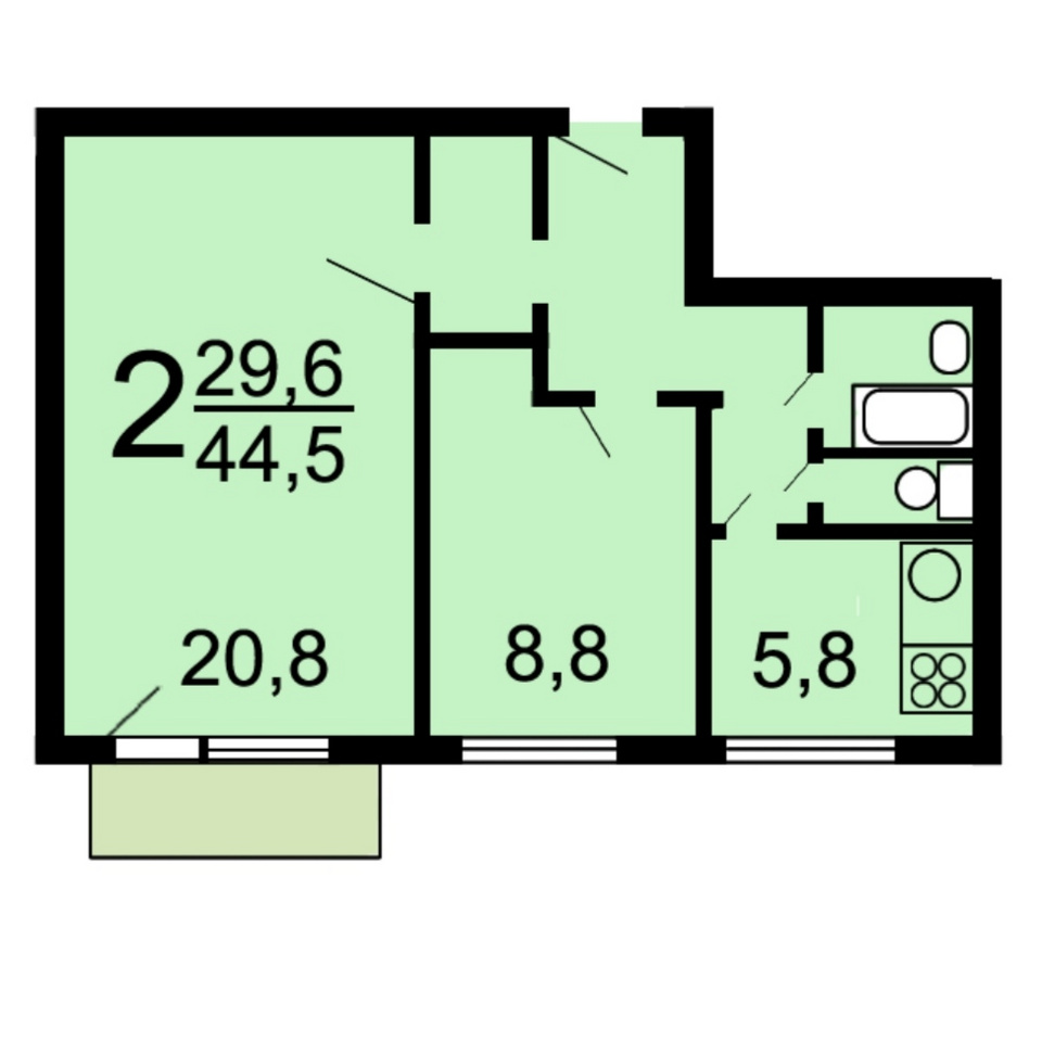 II-18 планировки двухкомнатных квартир