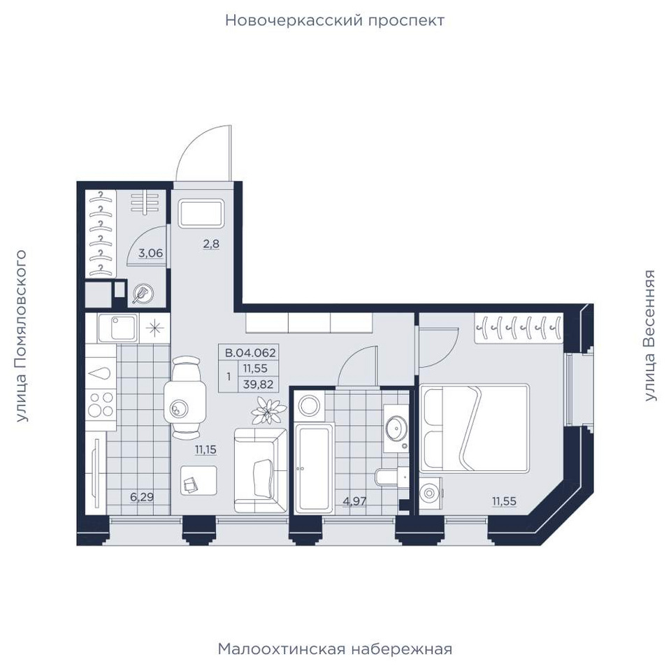 Продажа элитной квартиры 86.69 м2 в новостройке, Малоохтинский проспект, д.  1 - №189404