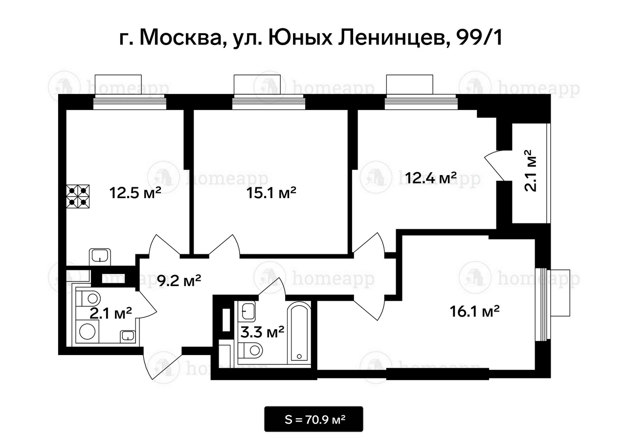 Юных Ленинцев 99/1 план на этаже