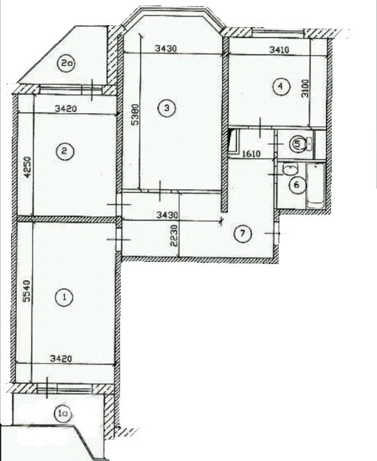 Схема квартиры 3 х комнатной п44т